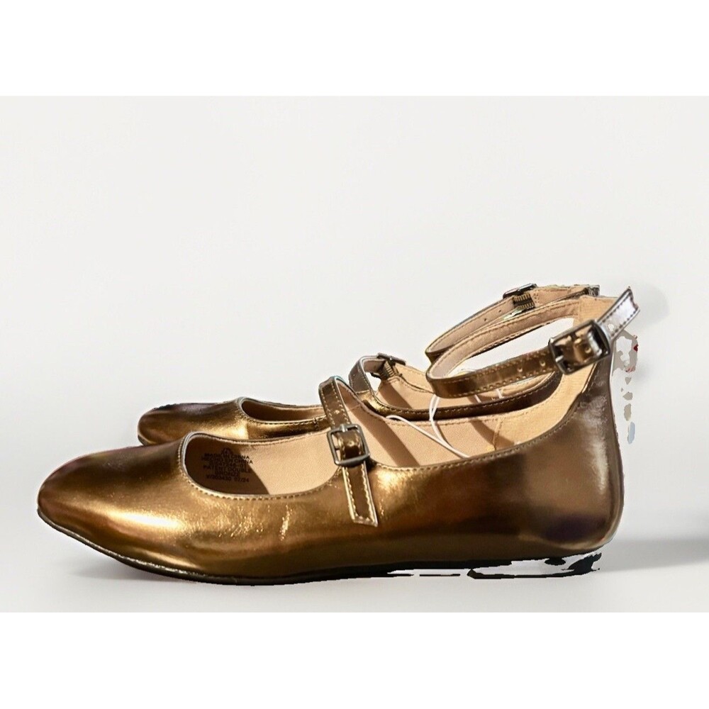 NWT Old Navy Double Strap Faux Leather Metallic Bronze Mary Jane Flats Size 7.5 - Picture 6 of 9